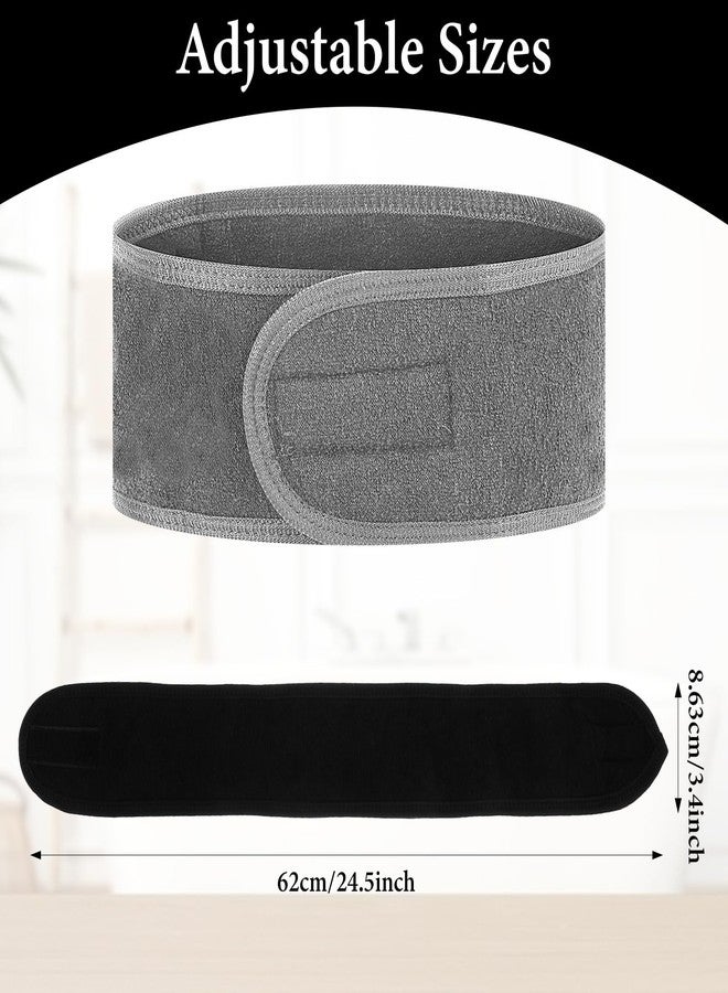 Exclaith 3 Pack Adjustable Spa Facial Headband, Ultra Soft Cotton Spa Hair Wrap, Adjustable Non-Slip Terry Cloth Bath Headband Non Slip for Washing Face, Makeup and Shower - Image 2